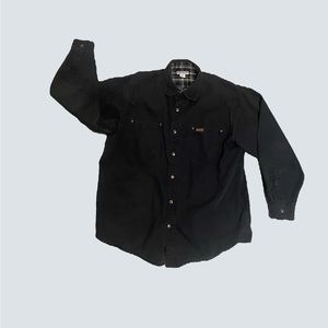Carhartt Canvas Chore Coat Barn Jacket Mens Black Plaid Flannel Lined Shacket